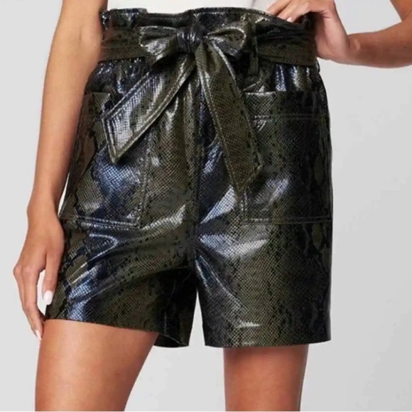 NWT Blank NYC Faux Snakeskin Paperbag Belted Shorts Make the Rules - Picture 1 of 7